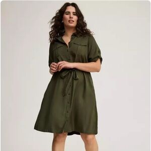 Torrid Olive Green Button-Down Shirt Dress